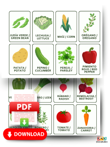 FICHAS DE VERDURAS EN INGLES