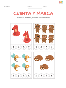 "Ficha de actividades de cuenta y marca para niños. Los niños deben contar diferentes objetos y marcar el número correcto, reforzando el reconocimiento de números y habilidades de conteo