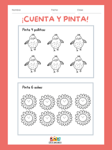 "Ficha de actividades de cuenta y marca para niños. Los niños deben contar diferentes objetos y marcar el número correcto, reforzando el reconocimiento de números y habilidades de conteo