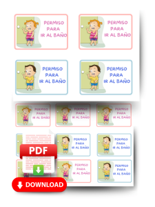 fichas descargables de gafetes para ir al baño para usar en el aula con niños de preescolar o primaria
