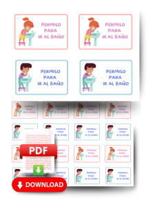 fichas descargables de gafetes para ir al baño para usar en el aula con niños de preescolar o primaria