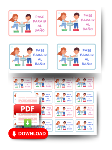 fichas descargables de gafetes para ir al baño para usar en el aula con niños de preescolar o primaria
