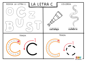 Trazo de la letra C hoja de trabajo