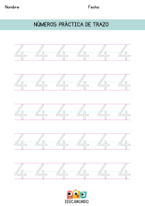 Ficha imprimible gratuita para enseñar a niños cómo trazar el número 4, ideal para el aprendizaje temprano en preescolar.