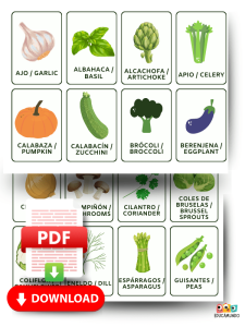 VERDURAS EN INGLES FICHAs