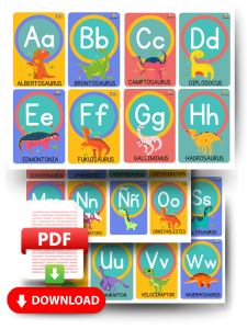 Abecedario con dinosaurios ilustrados