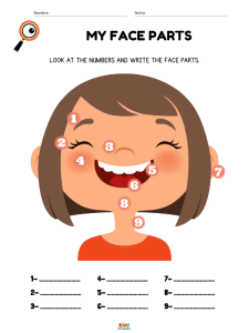 fichas de ejercicios vocabulario de partes del cuerpo humano en ingles para niños de primaria