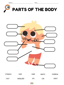 ejercicios vocabulario de partes del cuerpo humano en ingles para niños de primaria