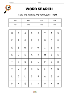 fichas de ejercicios vocabulario de partes del cuerpo humano en ingles para niños de primaria