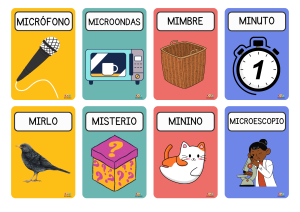 Fichas educativas de palabras con Ma, Me, Mi, Mo, Mu – Mono, Mochila, Mosquito, Moto, Montaña, Molino, Monedas, Mofeta