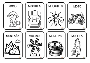 Fichas educativas de palabras con Ma, Me, Mi, Mo, Mu