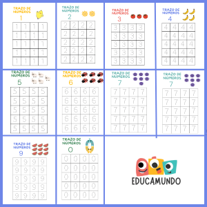 actividades de trazo de números del 0 al 9 para niños de preescolar