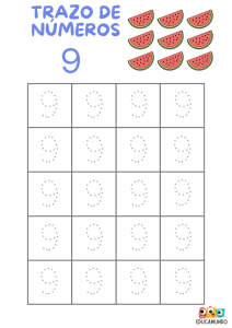 actividades de trazo de números del 0 al 9 para niños de preescolar
