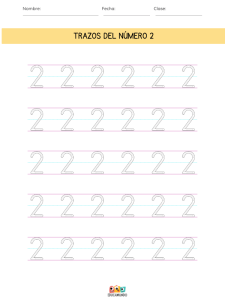 Ficha imprimible gratuita para enseñar a niños cómo trazar el número 2, ideal para el aprendizaje temprano en preescolar.
