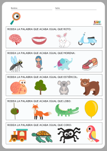 ejercicios de conciencia fonológica, palabras que acaban igual