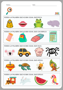 ejercicios de conciencia fonológica, palabras que acaban igual