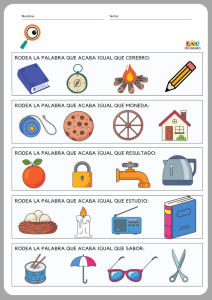 ejercicios de conciencia fonológica, palabras que acaban igual