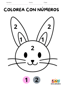 dibujos para colorear con números pdf descarga gratuita para niños de preescolar o primaria, dibujo de conejo