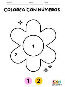 dibujos para colorear con números pdf descarga gratuita para niños de preescolar o primaria, dibujo de flor