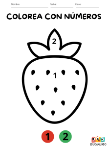 dibujos para colorear con números pdf descarga gratuita para niños de preescolar o primaria, dibujo de fresa