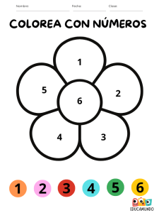 dibujos para colorear con números pdf descarga gratuita para niños de preescolar o primaria, dibujo de flor
