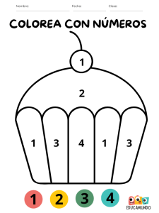 dibujos para colorear con números pdf descarga gratuita para niños de preescolar o primaria, dibujo de cupcake