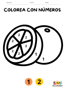 dibujos para colorear con números pdf descarga gratuita para niños de preescolar o primaria, dibujo de naranja