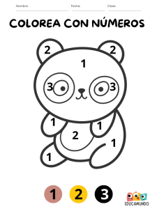 dibujos para colorear con números pdf descarga gratuita para niños de preescolar o primaria, dibujo de oso
