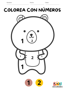 dibujos para colorear con números pdf descarga gratuita para niños de preescolar o primaria, dibujo de oso