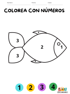 dibujos para colorear con números pdf descarga gratuita para niños de preescolar o primaria, dibujo de pez