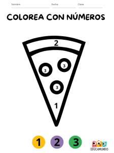 dibujos para colorear con números pdf descarga gratuita para niños de preescolar o primaria, dibujo de pizza