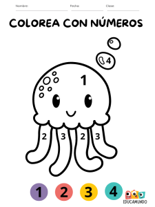 dibujos para colorear con números pdf descarga gratuita para niños de preescolar o primaria, dibujo de pulpo