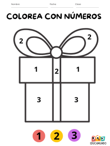 dibujos para colorear con números pdf descarga gratuita para niños de preescolar o primaria, dibujo de regalo