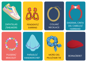 Fichas de vocabulario en inglés de ropa formal e informal, con ilustraciones para niños