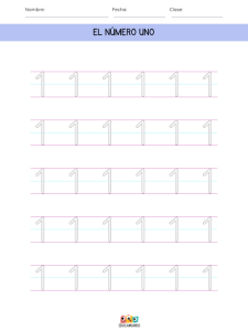 Actividad de trazo del número 1 para niños, diseñada para desarrollar habilidades de escritura y reconocimiento numérico en jóvenes estudiantes.