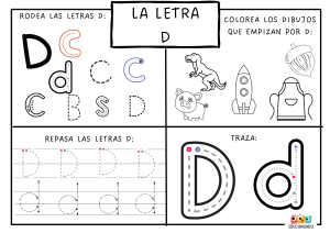fichas descargables de ejercicios de trazo de la letra D