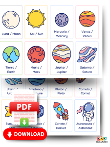 vocabulario sistema solar para ninos preescolar