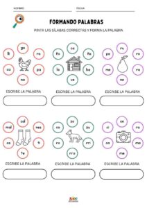 fichas lectoescritura formando palabras