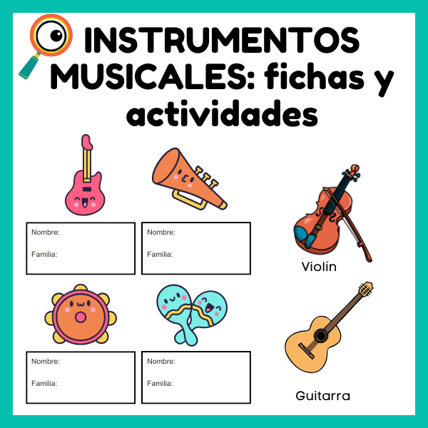 Actividad educativa para aprender nombres de instrumentos musicales
