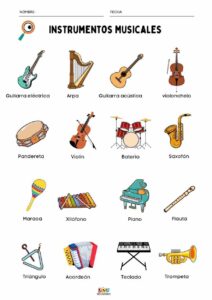 Actividad educativa para aprender nombres de instrumentos musicales