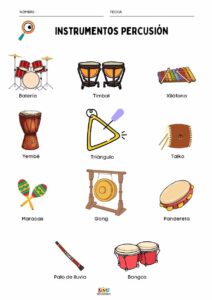 Actividad educativa para aprender nombres de instrumentos musicales