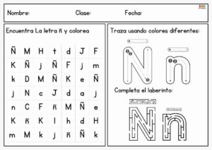 FICHAS DE TRAZO de la letra Ñ