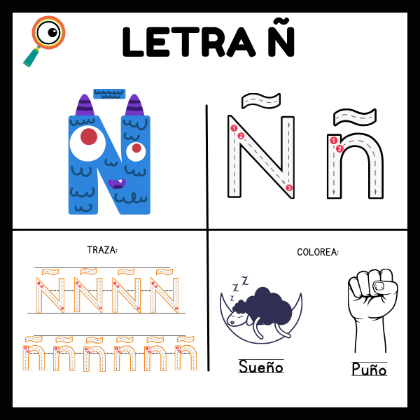 trazo de la letra eñe