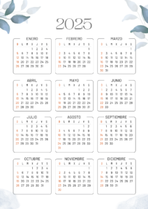 calendario 2025 en español