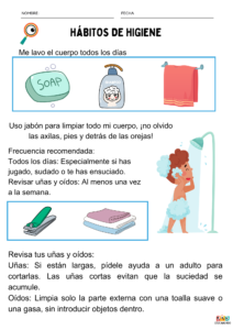 fichas de hábitos de higiene en niños