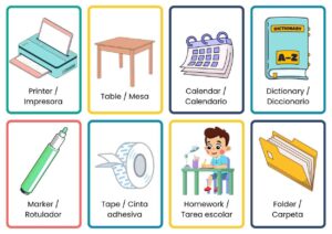 vocabulario ingles espanol school supplies 8
