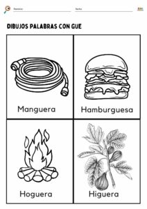 DIBUJOS palabrsa con gue gui fichas ninos 3