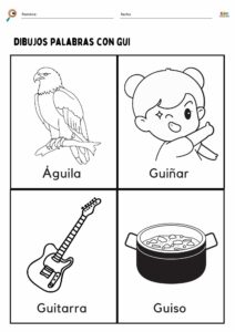 DIBUJOS palabrsa con gue gui fichas ninos 5