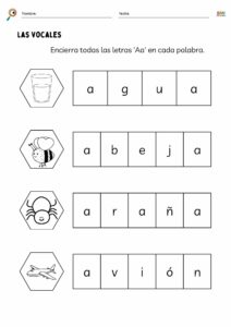 Ejercicios para reconocer las vocales