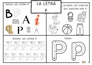 fichas descargables en pdf del trazo de la letra p